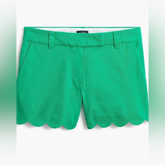 J. Crew Green Linen Scalloped Shorts Size 10 NWT - Picture 3 of 6